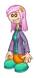 Size: 2100x4464 | Tagged: safe, artist:brokenadam, derpibooru import, fleur-de-lis, human, equestria girls, cyan shirt, cyan shoes, equestria girls-ified, humanized, image, light skin, orange pants, papa louie pals, pink hair, png, purple jacket