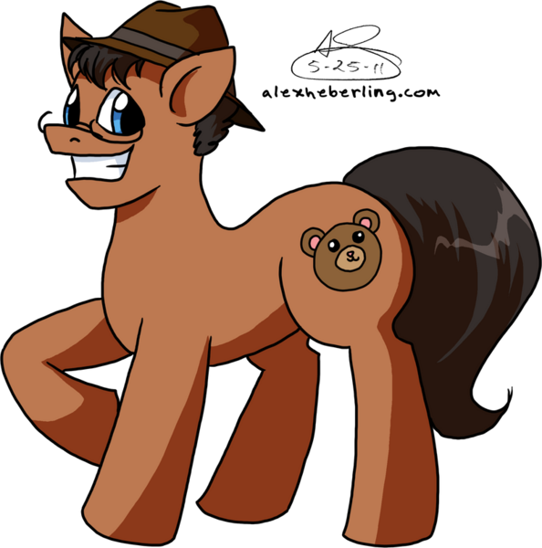 Size: 800x808 | Tagged: dead source, safe, artist:alex-heberling, derpibooru import, ponified, earth pony, pony, atop the fourth wall, glasses, hat, image, linkara, male, png, raised hoof, simple background, solo, stallion, transparent background