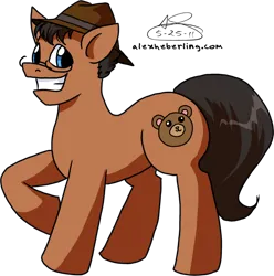 Size: 800x808 | Tagged: dead source, safe, artist:alex-heberling, derpibooru import, ponified, earth pony, pony, atop the fourth wall, glasses, hat, image, linkara, male, png, raised hoof, simple background, solo, stallion, transparent background