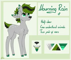 Size: 1913x1615 | Tagged: safe, artist:lambydwight, derpibooru import, oc, oc:mourning rain, deer, hybrid, pony, four ears, image, png, reference sheet, simple background, tongue out