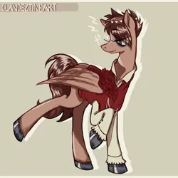 Size: 900x900 | Tagged: safe, artist:clandeztineart, derpibooru import, ponified, pegasus, pony, bags under eyes, clothes, colored hooves, colored wings, colored wingtips, eyelashes, hoof polish, image, long eyelashes, male, panic! at the disco, png, raised hoof, raised hooves, ryan ross, shiny hoof, shiny mane, shiny tail, shirt, simple background, smiling, solo, sparkles, stallion, standing, two toned wings, vest, wingding eyes, wings