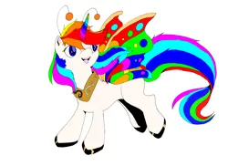 Size: 7002x5100 | Tagged: artist needed, safe, derpibooru import, oc, oc:alynna, unofficial characters only, alicorn, flutter pony, pony, absurd resolution, flutter pony alicorn, image, multicolored hair, open mouth, open smile, png, rainbow hair, simple background, smiling, solo, white background