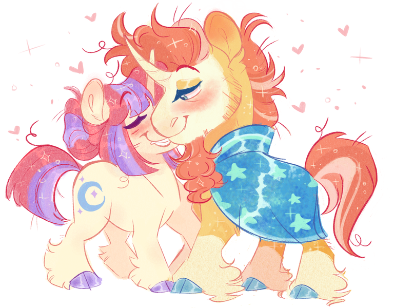 Size: 3986x3116 | Tagged: safe, artist:glorymoon, derpibooru import, moondancer, sunburst, pony, chibi, female, image, male, png, shipping, straight, sundancer