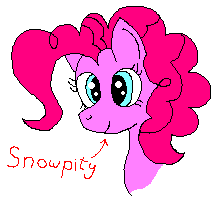 Size: 223x209 | Tagged: safe, artist:jakusi, ponerpics import, pinkie pie, earth pony, pony, arrow, female, happy, image, mare, ms paint, pixel art, png, snowpity, solo