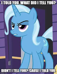 Size: 500x648 | Tagged: safe, derpibooru import, edit, edited screencap, screencap, trixie, twilight sparkle, pony, unicorn, no second prances, caption, family guy, female, headbob, image, image macro, imgflip, jpeg, mare, oh no you didn't, reference to another series, sassy, text, trixie's wagon, unicorn twilight, wagon