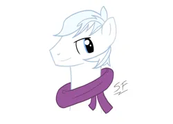 Size: 1669x1198 | Tagged: safe, artist:solemnfutury, derpibooru import, double diamond, pony, clothes, female, g4, image, looking at you, male, mare, png, scarf, simple background, smiling, solo, white background