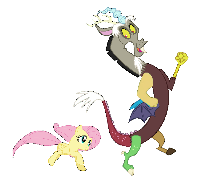 Size: 695x596 | Tagged: safe, anonymous artist, derpibooru import, discord, fluttershy, draconequus, pony, best friend, best friends, exercise, friend, friends, image, jogging, open mouth, png, running, simple background, smiling, white background