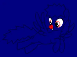 Size: 593x440 | Tagged: safe, artist:rain-approves, artist:spitfirethepegasusfan39, ponerpics import, ponified, pegasus, pony, adult blank flank, base used, blank flank, blue background, flying, grin, image, male, mr. men, mr. sneeze, png, red nose, simple background, smiling, solo, stallion