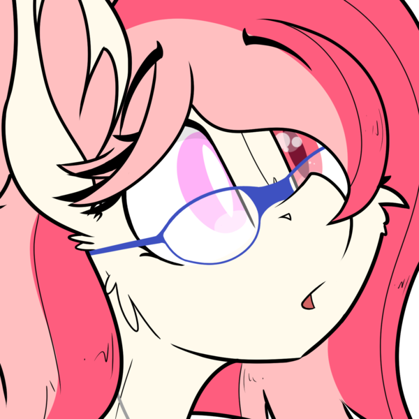 Size: 1500x1500 | Tagged: safe, artist:gnashie, derpibooru import, oc, oc:blood moon, unofficial characters only, bat pony, bat pony oc, bat wings, blind eye, ear fluff, glasses, icon, image, jewelry, necklace, open mouth, png, raised eyebrows, wings