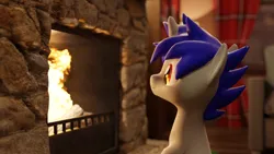Size: 1920x1080 | Tagged: safe, artist:bronydj, derpibooru import, oc, oc:enigan, unofficial characters only, pony, unicorn, 3d, blender, blurry background, fire, fireplace, image, male, png, stallion
