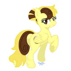 Size: 3072x3072 | Tagged: safe, artist:twiny dust, derpibooru import, oc, oc:countess sweet bun, unofficial characters only, pegasus, pony, butt, female, flank, gift art, hair bun, image, mare, plot, png, scared, simple background, solo, white background