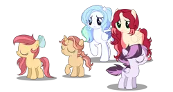 Size: 3012x1610 | Tagged: safe, artist:wonnie-honey-bee, derpibooru import, oc, oc:cloudburst, oc:echo (wonnie-honey-bee), oc:goldie delicious, oc:magnolia, oc:zelda, unofficial characters only, earth pony, pegasus, pony, unicorn, base used, bow, earth pony oc, eyes closed, female, filly, foal, frown, hair bow, horn, image, mare, next generation, offspring, parent:apple bloom, parent:big macintosh, parent:fluttershy, parent:rainbow dash, parent:rumble, parent:scootaloo, parent:soarin', parent:tender taps, parents:fluttermac, parents:rumbloo, parents:soarindash, parents:tenderbloom, pegasus oc, png, pouting, simple background, transparent background, unicorn oc, wings, worried