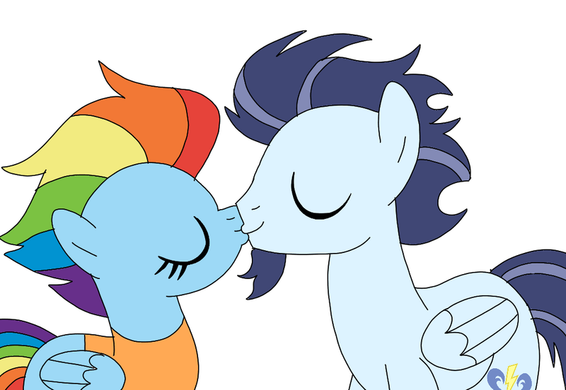 Size: 1043x720 | Tagged: safe, artist:dasher666, derpibooru import, rainbow dash, soarin', pegasus, pony, the last problem, female, image, kiss on the lips, kissing, male, mare, older, older rainbow dash, older soarin', older soarindash, png, shipping, soarindash, stallion, straight