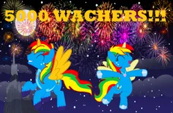 Size: 4939x3242 | Tagged: safe, artist:shieldwingarmorofgod, derpibooru import, oc, oc:royal strength, oc:shield wing, unofficial characters only, alicorn, pony, female, fireworks, image, male, png