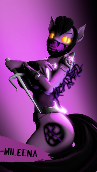 Size: 720x1280 | Tagged: suggestive, artist:scarthepuppet, derpibooru import, ponified, anthro, monster pony, pony, 3d, bandana, blades, clothes, cool, cooler, creepy, cute, fanart, female, image, mileena, monster, mortal kombat, mortal kombat x, png, solo, solo female, source filmmaker, tail, weapon