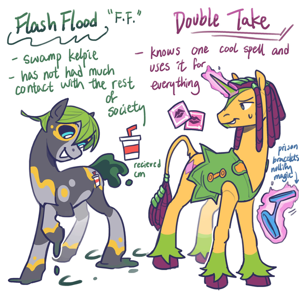 Size: 1773x1773 | Tagged: safe, artist:regularcitrus, derpibooru import, ponified, kelpie, pony, unicorn, alternate name, alternate universe, anime, crossover, ermes costello, foo fighters, image, jojo's bizarre adventure, long description, mlp x jojo, png, simple background, stone ocean, unshorn fetlocks, white background