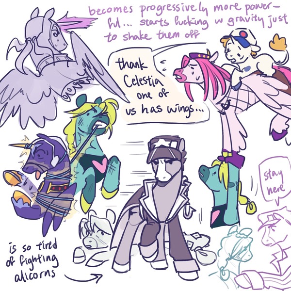 Size: 2048x2048 | Tagged: safe, artist:regularcitrus, derpibooru import, ponified, alicorn, earth pony, hippogriff, pony, unicorn, alternate name, alternate universe, anime, crossover, emporio alnino, enrico pucci, image, jojo's bizarre adventure, jolyne cujoh, jotaro kujo, jpeg, long description, mlp x jojo, narciso anasui, race swap, simple background, stone ocean, white background