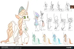 Size: 1280x857 | Tagged: safe, artist:lindsay towns, derpibooru import, classical unicorn, unicorn, them's fightin' herds, cloven hooves, community related, concept art, high priestess lovecraft (tfh), horn, image, jpeg, leonine tail, simple background, unshorn fetlocks, white background