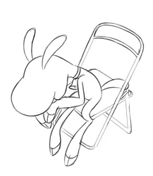 Size: 1100x1268 | Tagged: safe, artist:lindsay towns, derpibooru import, sheep, them's fightin' herds, chair, community related, head in hooves, image, lamb, monochrome, neon genesis evangelion, png, pom (tfh), simple background, white background