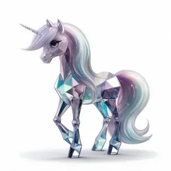 Size: 1024x1024 | Tagged: safe, ai content, derpibooru import, generator:stable cascade, machine learning generated, prompter:pawels, oc, unnamed oc, unofficial characters only, crystal pony, pony, unicorn, alternate style, full body, image, png, shadow, side view, simple background, solo, white background