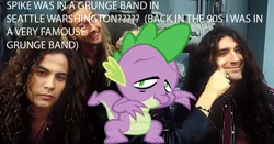 Size: 1200x630 | Tagged: safe, artist:zebediah hernandez, derpibooru import, spike, '90s, alice in chains, grunge, image, jerry cantrell, jpeg, mike starr, sean kinney, shitposting