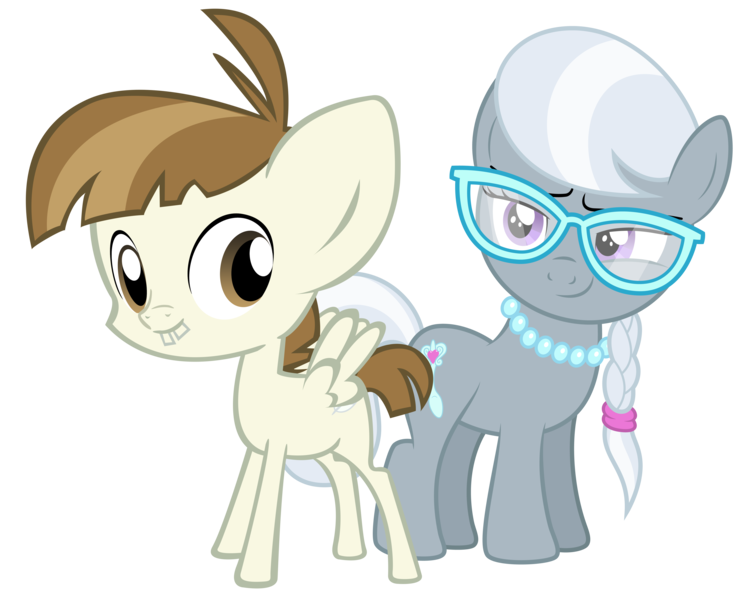 Size: 4790x3839 | Tagged: safe, artist:rainbowderp98, artist:ready2fail, derpibooru import, edit, vector edit, featherweight, silver spoon, earth pony, pegasus, pony, one bad apple, ponyville confidential, .psd available, colt, duo, duo male and female, female, filly, foal, g4, high res, image, male, png, shipping, silverweight, simple background, smug, straight, transparent background, vector