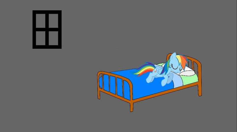 Size: 1080x604 | Tagged: safe, screencap, rainbow dash, pegasus, pony, series:bump in the night, series:mlp animation's short films, bed, cute, dashabetes, image, jpeg, sleeping, solo