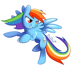 Size: 800x800 | Tagged: safe, artist:bestary, derpibooru import, rainbow dash, 2d, brave, deviantart, flying, image, looking away, png, simple background, smiling, smirk, transparent background