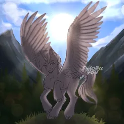 Size: 3000x3000 | Tagged: safe, artist:enderbee, derpibooru import, oc, alicorn, pegasus, pony, auction, auction open, commission, forest, full body, image, mountain, nature, png, sky, solo, sun, tree, ych example, ych sketch, your character here