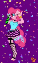 Size: 343x577 | Tagged: safe, artist:the-starprince, derpibooru import, pinkie pie, anthro, earth pony, clothes, confetti, female, g4, image, jpeg, solo