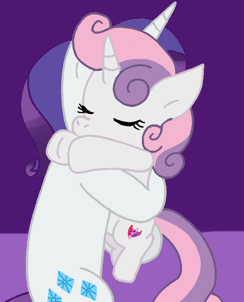 Size: 645x796 | Tagged: safe, artist:cmara, derpibooru import, rarity, sweetie belle, pony, unicorn, eyes closed, female, g4, hug, image, png, siblings, sisters