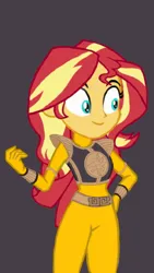 Size: 540x960 | Tagged: safe, artist:scarlettbaron6, derpibooru import, sunset shimmer, equestria girls, female, g4, gray background, image, png, power rangers, simple background, solo