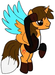 Size: 555x759 | Tagged: safe, artist:noi kincade, derpibooru import, oc, oc:ej, unofficial characters only, alicorn, pony, flying, g4, image, male, png, salute, simple background, solo, transparent background