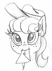 Size: 1017x1381 | Tagged: safe, artist:smirk, derpibooru import, oc, oc:wordy whispers, unofficial characters only, pegasus, pony, freckles, hat, image, jpeg, mail, mailmare, monochrome, sketch, solo