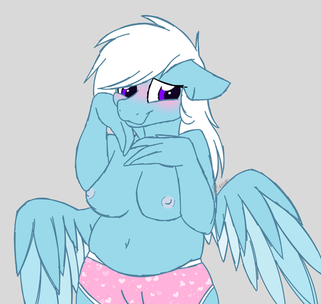 Size: 2935x2785 | Tagged: questionable, artist:feather_bloom, derpibooru import, oc, oc:feather bloom(fb), anthro, pegasus, belly, blushing, breasts, chonk, clothes, embarrassed, image, png, practice sketch, pudgy, shy, sketch, solo, underwear