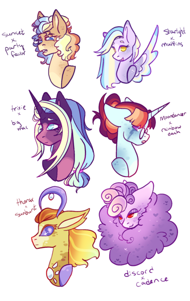 Size: 1374x2177 | Tagged: safe, artist:alawdulac, artist:sleepy-nova, derpibooru import, oc, unofficial characters only, changepony, earth pony, hybrid, pegasus, pony, unicorn, female, image, interspecies offspring, magical gay spawn, magical lesbian spawn, mare, offspring, parent:big macintosh, parent:derpy hooves, parent:discord, parent:moondancer, parent:party favor, parent:princess cadance, parent:rainbow dash, parent:starlight glimmer, parent:sunset shimmer, parent:trixie, parents:discodance, parents:thoraxburst, parents:trixmac, png, simple background, transparent background