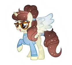 Size: 1602x1449 | Tagged: safe, artist:darbypop1, derpibooru import, oc, oc:darby, alicorn, crystal pony, pony, clothes, crystallized, female, glasses, image, mare, png, shirt, simple background, solo, transparent background
