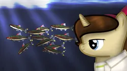 Size: 1920x1080 | Tagged: safe, artist:99999999000, derpibooru import, oc, oc:mar baolin, unofficial characters only, fish, pony, tropical fish, unicorn, clothes, female, image, png, solo