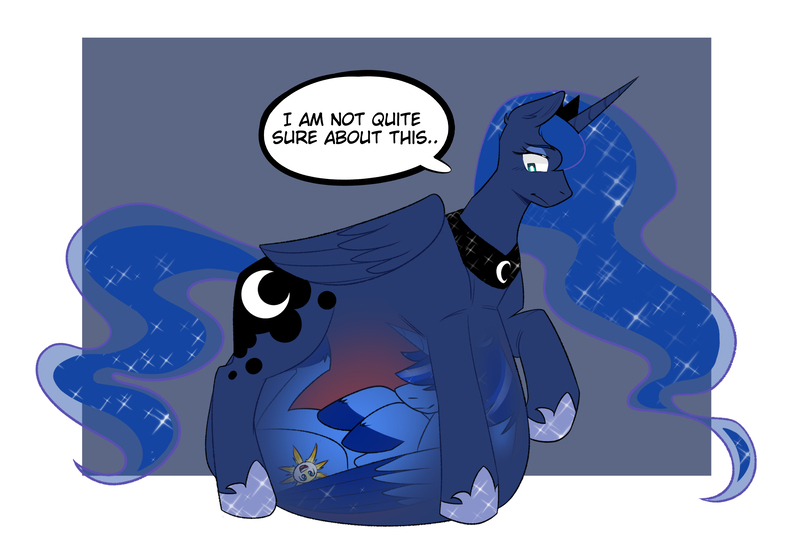 Size: 2300x1600 | Tagged: source needed, suggestive, artist:arrcann, derpibooru import, princess luna, oc, oc:blue thunder, alicorn, belly, big belly, image, jpeg, vore