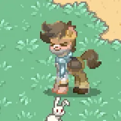 Size: 323x323 | Tagged: safe, artist:meowmeows, artist:meowmeows4872, derpibooru import, ponified, earth pony, pony, rabbit, pony town, animal, grass, image, jpeg, male, nathan drake, solo, stallion, uncharted