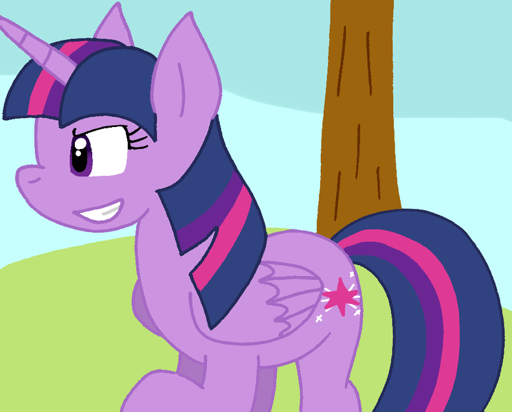 Size: 910x733 | Tagged: safe, artist:cmara, derpibooru import, twilight sparkle, twilight sparkle (alicorn), alicorn, pony, female, g4, image, png, smiling, solo, tree