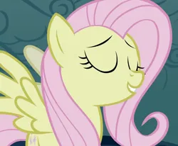 Size: 904x744 | Tagged: safe, derpibooru import, screencap, fluttershy, pegasus, pony, season 2, the return of harmony, cropped, discorded, eyes closed, female, flutterbitch, fluttercruel, g4, grin, image, mare, png, smiling, smug, solo, spread wings, wings