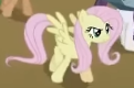 Size: 121x80 | Tagged: safe, derpibooru import, screencap, fluttershy, pegasus, pony, season 2, the return of harmony, cropped, discorded, eyebrows, female, flutterbitch, fluttercruel, g4, high angle, image, mare, offscreen character, picture for breezies, png, raised eyebrow, spread wings, walking, wings