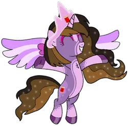 Size: 600x588 | Tagged: safe, artist:noi kincade, derpibooru import, oc, oc:princess kincade, unofficial characters only, alicorn, crown, eyes closed, female, flying, g4, image, jewelry, png, regalia, simple background, smiling, solo, spread wings, transparent background, wings