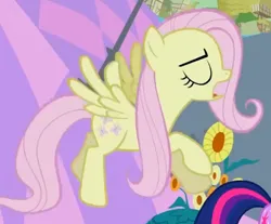 Size: 471x390 | Tagged: safe, derpibooru import, screencap, fluttershy, pegasus, pony, season 2, the return of harmony, cropped, discorded, eyes closed, female, flutterbitch, fluttercruel, flying, g4, image, mare, offscreen character, open mouth, png, solo focus
