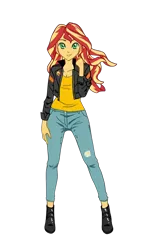 Size: 780x1386 | Tagged: artist needed, safe, ai content, derpibooru import, sunset shimmer, human, equestria girls, clothes, denim, g4, image, jacket, jeans, leather, leather jacket, pants, png, simple background, solo, transparent background