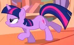 Size: 511x311 | Tagged: safe, derpibooru import, screencap, twilight sparkle, pony, unicorn, season 2, the return of harmony, angry, cropped, female, g4, image, looking at someone, mare, offscreen character, png, ready to fight, solo, standing on two hooves, unicorn twilight