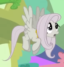 Size: 213x225 | Tagged: safe, derpibooru import, screencap, fluttershy, pegasus, pony, season 2, the return of harmony, cropped, discorded, element of kindness, female, flutterbitch, fluttercruel, flying, g4, image, looking up, mare, open mouth, png, solo, surprised