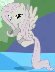 Size: 461x599 | Tagged: safe, derpibooru import, screencap, fluttershy, pegasus, pony, season 2, the return of harmony, cropped, discorded, evil grin, female, flutterbitch, fluttercruel, flying, g4, grin, image, mare, png, smiling, solo