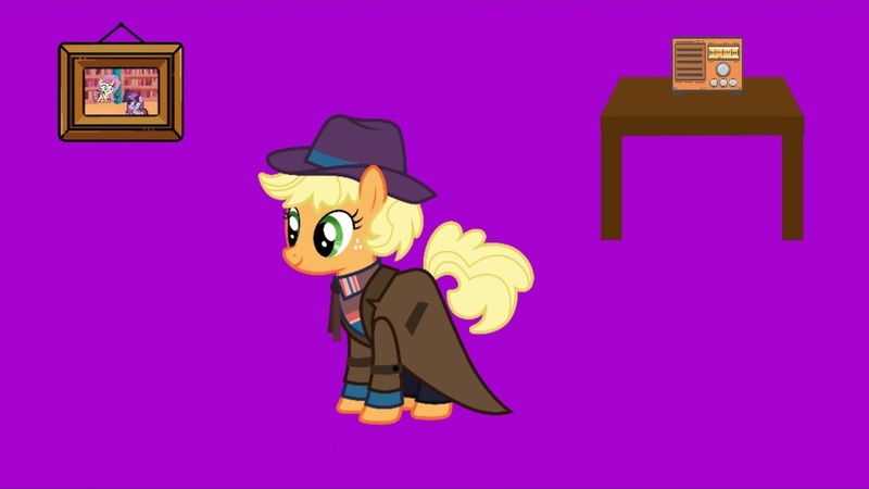 Size: 1078x607 | Tagged: safe, screencap, applejack, earth pony, pony, series:mlp animation's short films, series:sailors away, image, jpeg, radio, solo